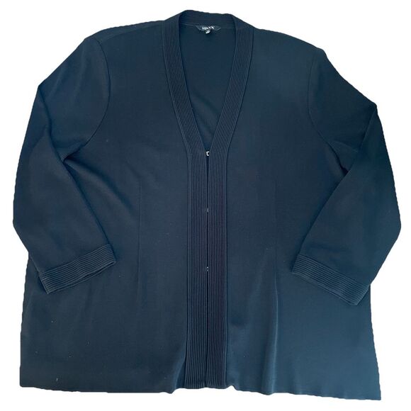 MISOOK Black Cardigan w/ Shoulder Pads Lightweight Stretch Size: 2X Excellent Co - Picture 1 of 6